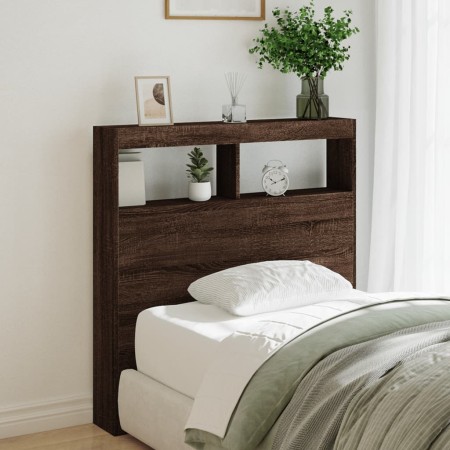 Bed headboard with LED light in brown oak, 100x17x102 cm. by vidaXL, Headboards and footboards - Ref: Foro24-839188, Price: 7...