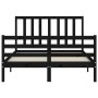 Double bed frame with black solid wood headboard by vidaXL, Beds and slatted bases - Ref: Foro24-3193835, Price: 159,99 €, Di...