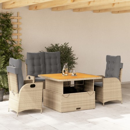 Garden dining set with 4-piece synthetic rattan beige cushions by vidaXL, Garden sets - Ref: Foro24-3277488, Price: 625,41 €,...