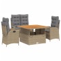 Set de comedor jardín con cojines 4 pzas ratán sintético beige de vidaXL, Conjuntos de jardín - Ref: Foro24-3277488, Precio: ...