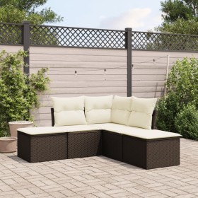 5-teiliges Garten-Esszimmerset und Kissen Kunstrattan braun von vidaXL, Gartensets - Ref: Foro24-3249562, Preis: 281,72 €, Ra...