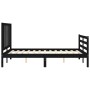 Double bed frame with black solid wood headboard by vidaXL, Beds and slatted bases - Ref: Foro24-3193835, Price: 159,99 €, Di...