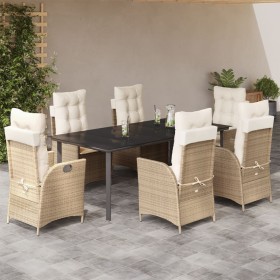 7-piece garden dining set with beige synthetic rattan cushions. by vidaXL, Garden sets - Ref: Foro24-3213251, Price: 955,99 €...