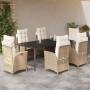 7-piece garden dining set with beige synthetic rattan cushions. by vidaXL, Garden sets - Ref: Foro24-3213251, Price: 957,56 €...