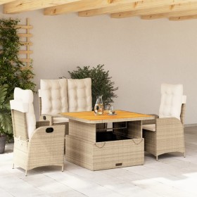 Set de comedor jardín con cojines 4 pzas ratán sintético beige de vidaXL, Conjuntos de jardín - Ref: Foro24-3277476, Precio: ...