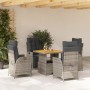 Set comedor de jardín 5 piezas con cojines ratán sintético gris de vidaXL, Conjuntos de jardín - Ref: Foro24-3277460, Precio:...