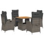 Set comedor de jardín 5 piezas con cojines ratán sintético gris de vidaXL, Conjuntos de jardín - Ref: Foro24-3277460, Precio:...