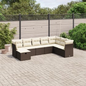 Set of 8-piece garden sofas and brown synthetic rattan cushions by vidaXL, Garden sets - Ref: Foro24-3263279, Price: 519,99 €...