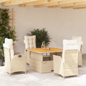 5-teiliges Garten-Esszimmer-Set mit Kissen synthetisches Rattan beige von vidaXL, Gartensets - Ref: Foro24-3277474, Preis: 73...