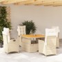 Set comedor de jardín 5 pzas con cojines ratán sintético beige de vidaXL, Conjuntos de jardín - Ref: Foro24-3277474, Precio: ...