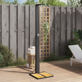 Outdoor shower made of PE rattan and black acacia wood, measuring 50x55x224 cm. by vidaXL, Pool and spa accessories - Ref: Fo...