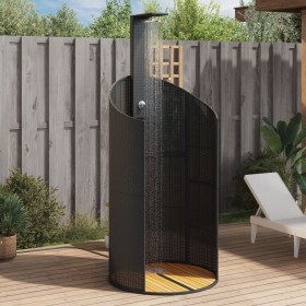 Outdoor shower made of PE rattan and black acacia wood, measuring 100x100x241.5 cm. by vidaXL, Pool and spa accessories - Ref...