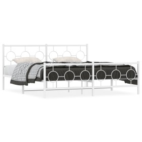 Estructura cama metal con cabecero y estribo blanco 180x200 cm de vidaXL, Camas y somieres - Ref: Foro24-376297, Precio: 134,...