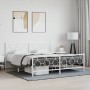 Metal bed frame with white headboard and footboard 180x200 cm by vidaXL, Beds and slatted bases - Ref: Foro24-376297, Price: ...