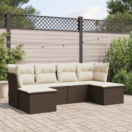 Set of 6 garden sofas and brown synthetic rattan cushions. by vidaXL, Garden sets - Ref: Foro24-3249852, Price: 390,84 €, Dis...