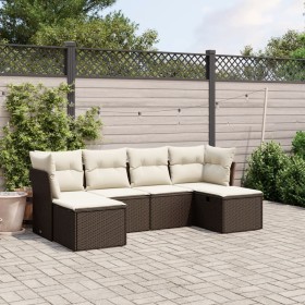 Set of 6 garden sofas and brown synthetic rattan cushions. by vidaXL, Garden sets - Ref: Foro24-3263239, Price: 371,31 €, Dis...