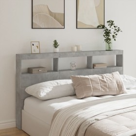 Bed headboard with LED light in concrete gray 180x17x102 cm by vidaXL, Headboards and footboards - Ref: Foro24-839213, Price:...