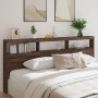 Bed headboard with LED light in brown oak 220x17x102 cm by vidaXL, Headboards and footboards - Ref: Foro24-839230, Price: 123...