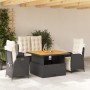 Juego comedor jardín 4 piezas con cojines ratán sintético negro de vidaXL, Conjuntos de jardín - Ref: Foro24-3277441, Precio:...