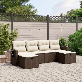 Set aus 6-teiligen Gartensofas und Kissen, synthetisches Rattanbraun von vidaXL, Gartensets - Ref: Foro24-3263859, Preis: 383...