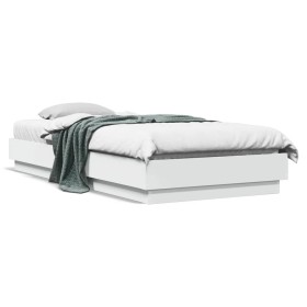 Estructura de cama madera de ingeniería blanca 100x200 cm de vidaXL, Camas y somieres - Ref: Foro24-839595, Precio: 92,99 €, ...