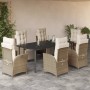 7-teiliges Garten-Esszimmer-Set mit Kissen synthetisches Rattan beige von vidaXL, Gartensets - Ref: Foro24-3213446, Preis: 1,...