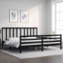 Estructura cama de matrimonio con cabecero madera maciza negro de vidaXL, Camas y somieres - Ref: Foro24-3193810, Precio: 163...