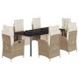 Set comedor de jardín 7 pzas con cojines ratán sintético beige de vidaXL, Conjuntos de jardín - Ref: Foro24-3213446, Precio: ...