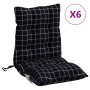 Low back chair cushions 6 pcs Oxford fabric black checkered by vidaXL, Cushions for chairs and sofas - Ref: Foro24-377721, Pr...