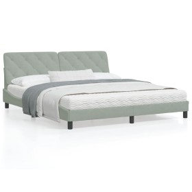 Estructura cama con luces LED terciopelo gris claro 180x200 cm de vidaXL, Camas y somieres - Ref: Foro24-3213867, Precio: 236...