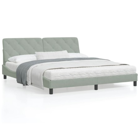 Bed frame with light gray velvet LED lights 180x200 cm by vidaXL, Beds and slatted bases - Ref: Foro24-3213867, Price: 236,11...