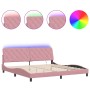 Bed frame with LED lights in pink velvet 200x200 cm by vidaXL, Beds and slatted bases - Ref: Foro24-3213878, Price: 253,52 €,...