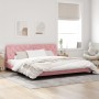 Bed frame with LED lights in pink velvet 200x200 cm by vidaXL, Beds and slatted bases - Ref: Foro24-3213878, Price: 253,52 €,...