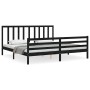 Estructura cama de matrimonio con cabecero madera maciza negro de vidaXL, Camas y somieres - Ref: Foro24-3193810, Precio: 163...