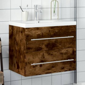 Mueble de baño con lavabo integrado roble ahumado de vidaXL, Tocadores de baño - Ref: Foro24-3278773, Precio: 192,87 €, Descu...