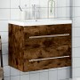 Mueble de baño con lavabo integrado roble ahumado de vidaXL, Tocadores de baño - Ref: Foro24-3278773, Precio: 193,14 €, Descu...