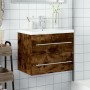 Mueble de baño con lavabo integrado roble ahumado de vidaXL, Tocadores de baño - Ref: Foro24-3278773, Precio: 201,07 €, Descu...