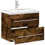 Mueble de baño con lavabo integrado roble ahumado de vidaXL, Tocadores de baño - Ref: Foro24-3278773, Precio: 193,14 €, Descu...