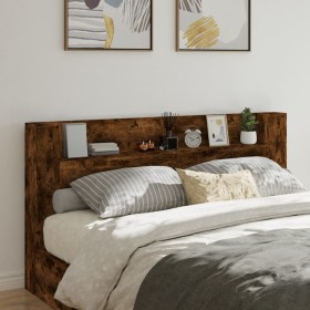 Smoked oak LED headboard 200x16.5x103.5 cm by vidaXL, Headboards and footboards - Ref: Foro24-839270, Price: 117,99 €, Discou...