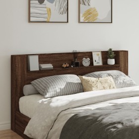 Bed headboard with LED lights, brown oak, 200x16.5x103.5 cm by vidaXL, Headboards and footboards - Ref: Foro24-839272, Price:...