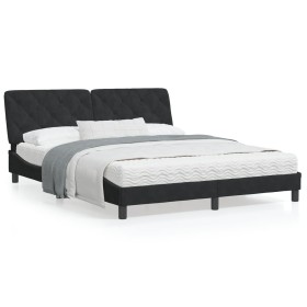 Bed frame with black velvet headboard 160x200 cm by vidaXL, Beds and slatted bases - Ref: Foro24-3207931, Price: 233,71 €, Di...