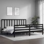 Estructura cama de matrimonio con cabecero madera maciza negro de vidaXL, Camas y somieres - Ref: Foro24-3193810, Precio: 163...