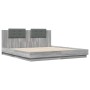 Sonoma gray engineered wood bed with headboard 180x200 cm by vidaXL, Beds and slatted bases - Ref: Foro24-3209903, Price: 215...