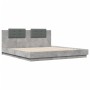 Concrete gray engineered wood bed with headboard 180x200 cm by vidaXL, Beds and slatted bases - Ref: Foro24-3209901, Price: 2...