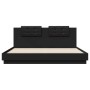 Bed frame with black engineered wood headboard 180x200 cm by vidaXL, Beds and slatted bases - Ref: Foro24-3209899, Price: 218...