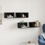 Wall-mounted furniture 2 units engineered wood black 75x18x16.5 cm by vidaXL, Shelves and shelves - Ref: Foro24-840432, Price...