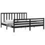 Estructura cama de matrimonio con cabecero madera maciza negro de vidaXL, Camas y somieres - Ref: Foro24-3193810, Precio: 163...