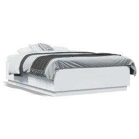 Estructura de cama madera de ingeniería blanca 135x190 cm de vidaXL, Camas y somieres - Ref: Foro24-3209737, Precio: 143,99 €...