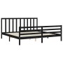 Estructura cama de matrimonio con cabecero madera maciza negro de vidaXL, Camas y somieres - Ref: Foro24-3193810, Precio: 163...