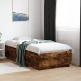 Bed frame with LED lights smoked oak wood 90x190 cm by vidaXL, Beds and slatted bases - Ref: Foro24-3209664, Price: 126,52 €,...